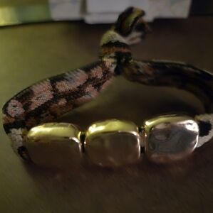 NEW Plunder Gold and Patterned Fabric Bracelet